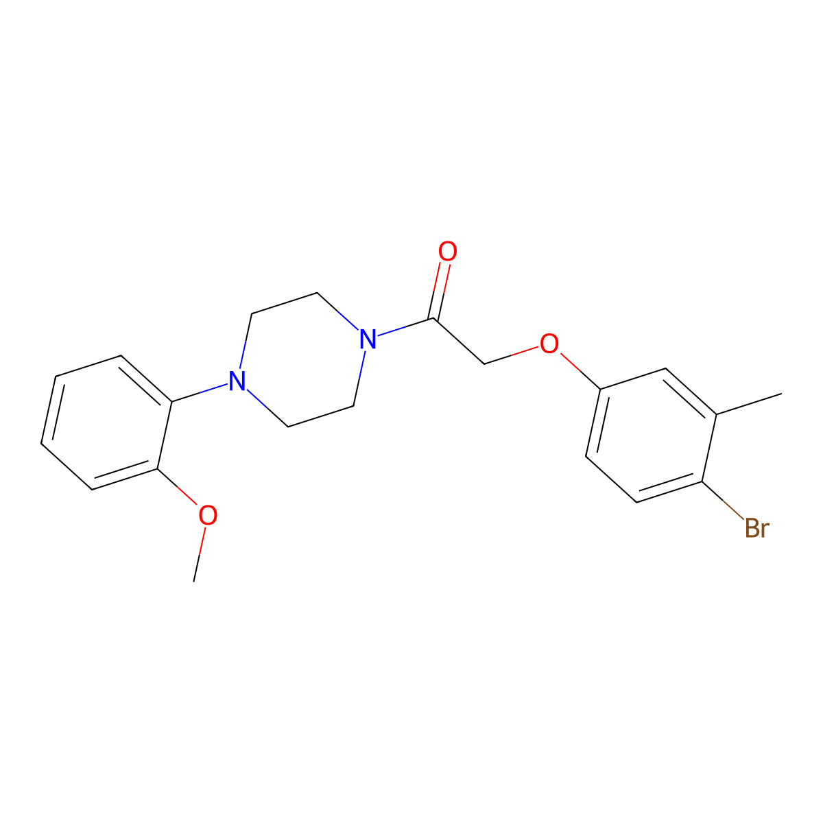 2-(4-Bromo-3-methylphenoxy)-1-[4-(2-methoxyphenyl)piperazin-1-yl]ethanone molecular structure, CAS 351419-10-8