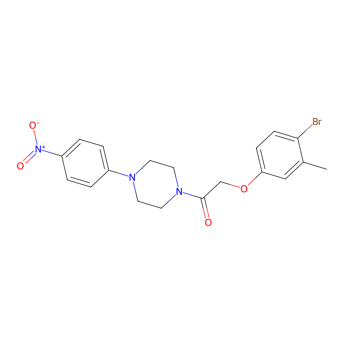 2-(4-Bromo-3-methylphenoxy)-1-[4-(4-nitrophenyl)piperazin-1-yl]ethanone molecular structure, CAS 351419-12-0