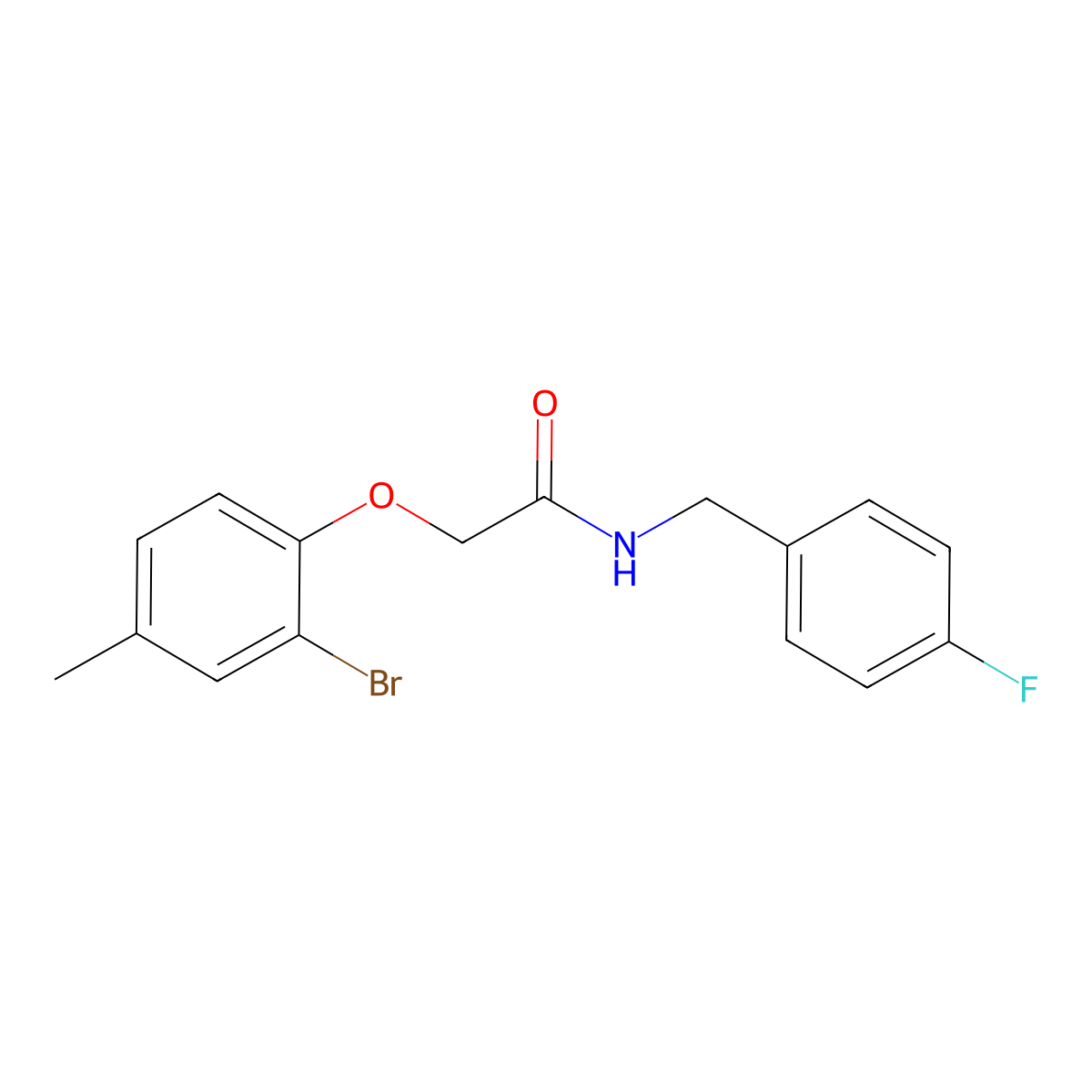 2-(2-bromo-4-methylphenoxy)-N-[(4-fluorophenyl)methyl]acetamide molecular structure, CAS 351419-24-4