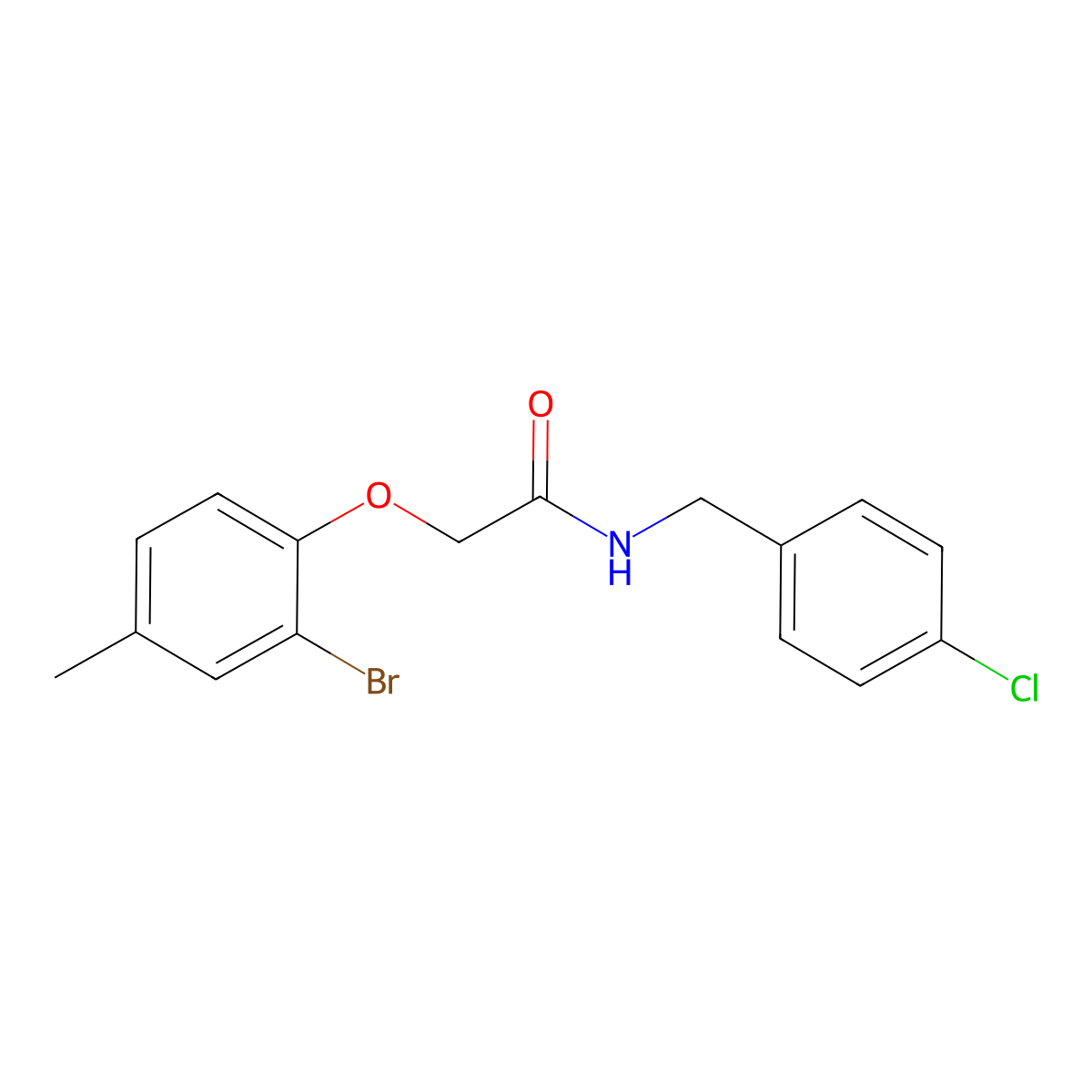 2-(2-bromo-4-methylphenoxy)-N-[(4-chlorophenyl)methyl]acetamide molecular structure, CAS 351419-26-6