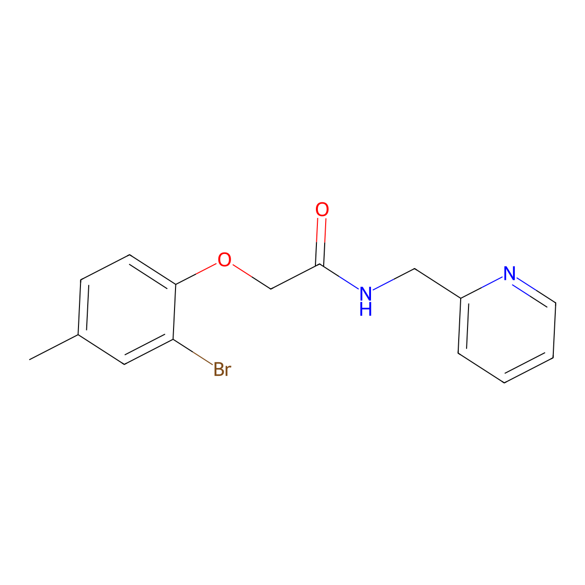 2-(2-bromo-4-methylphenoxy)-N-(pyridin-2-ylmethyl)acetamide molecular structure, CAS 351419-27-7