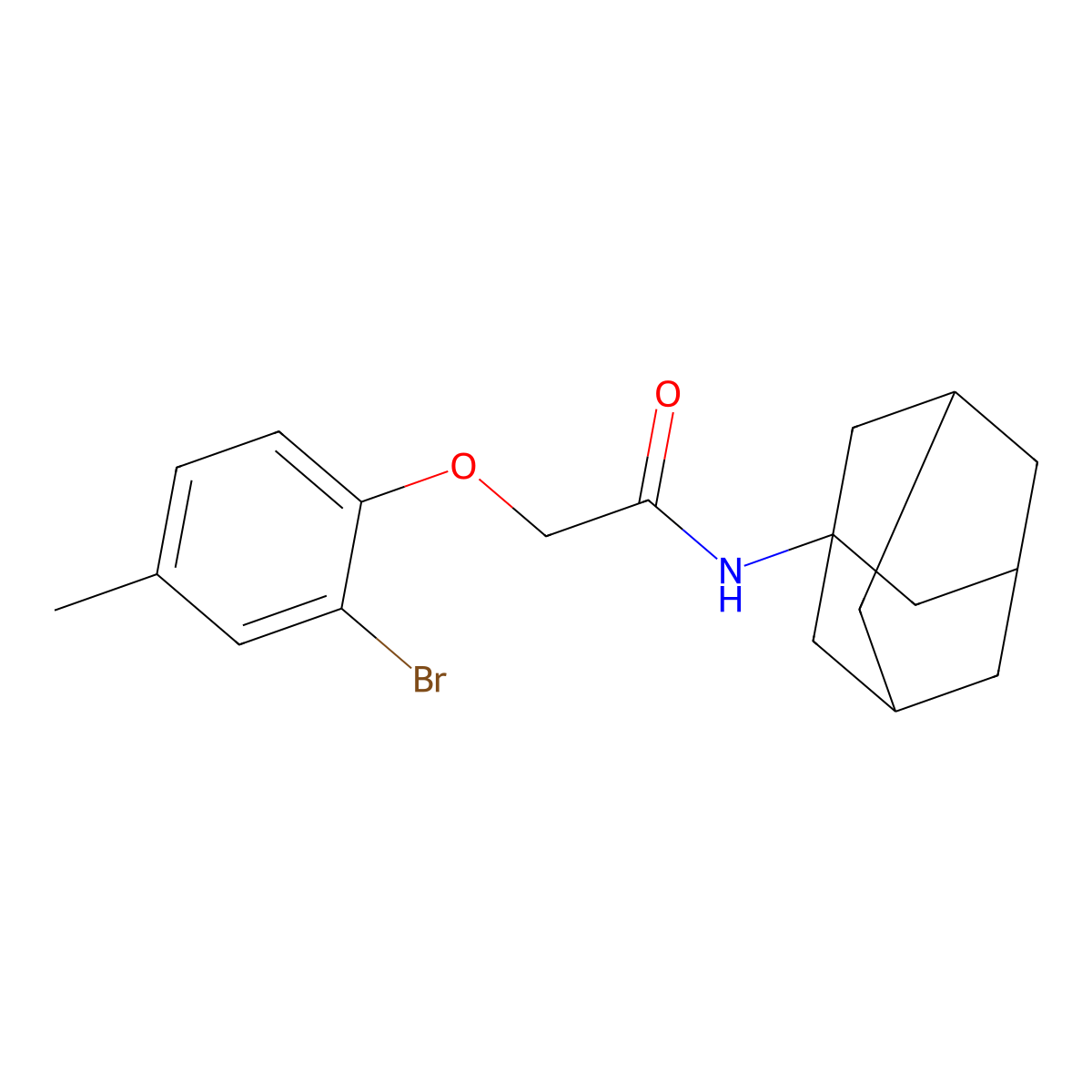 N-(1-adamantyl)-2-(2-bromo-4-methylphenoxy)acetamide molecular structure, CAS 351419-28-8