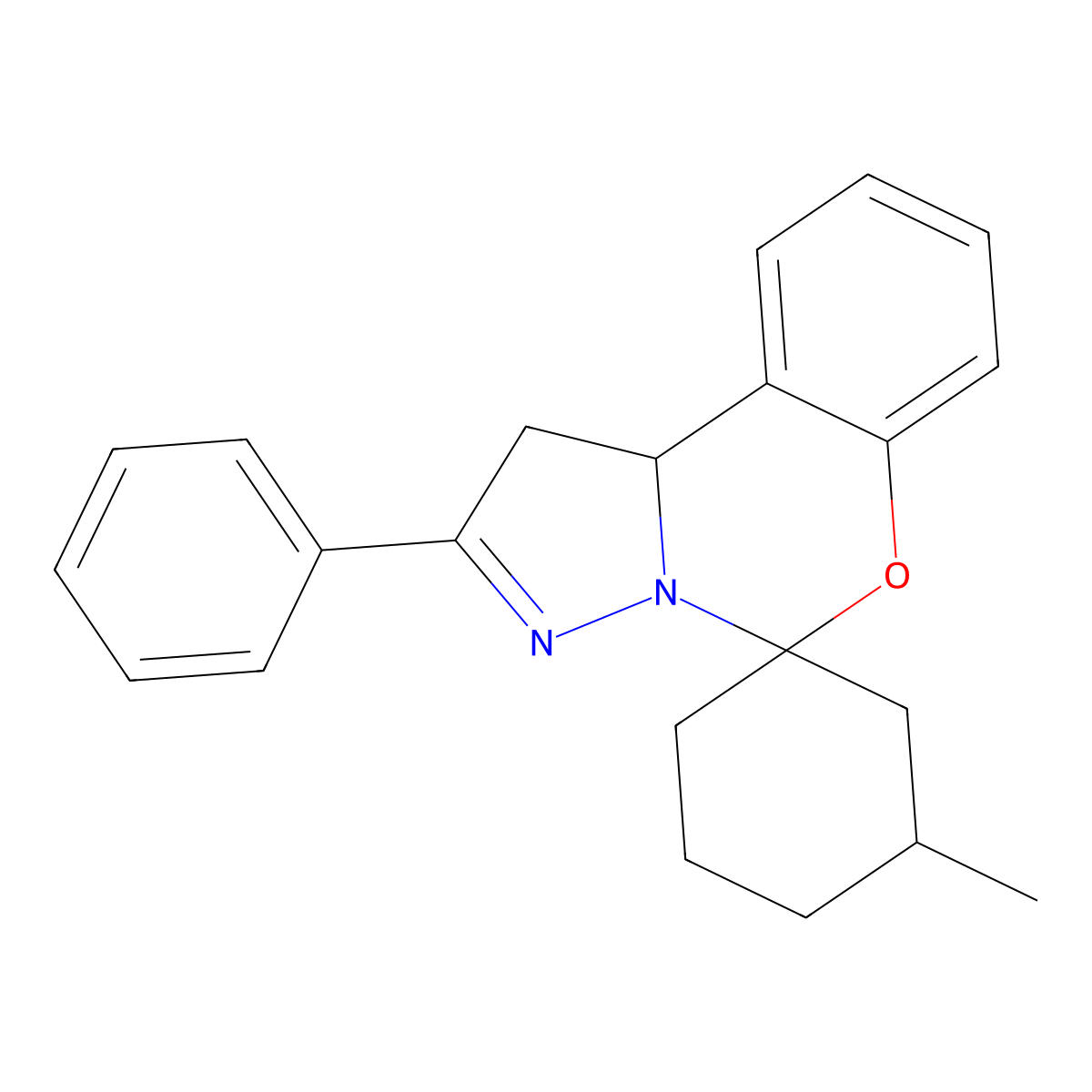 1-Methyl-2'-phenyl-1',10'b-dihydrospiro(cyclohexane-3,5'-pyrazolo[1,5-c][1,3]benzoxazine) molecular structure, CAS 351419-56-2