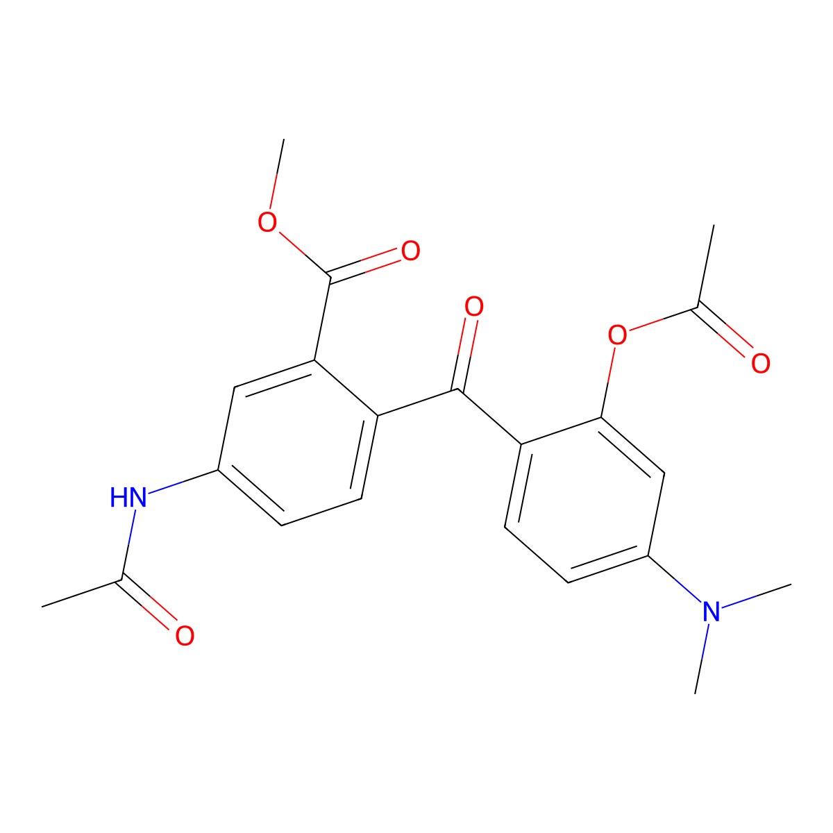 4'-Acetamido-2-acetoxy-4-dimethylamino-2'-methoxycarbonyl-benzophenone molecular structure, CAS 351421-17-5