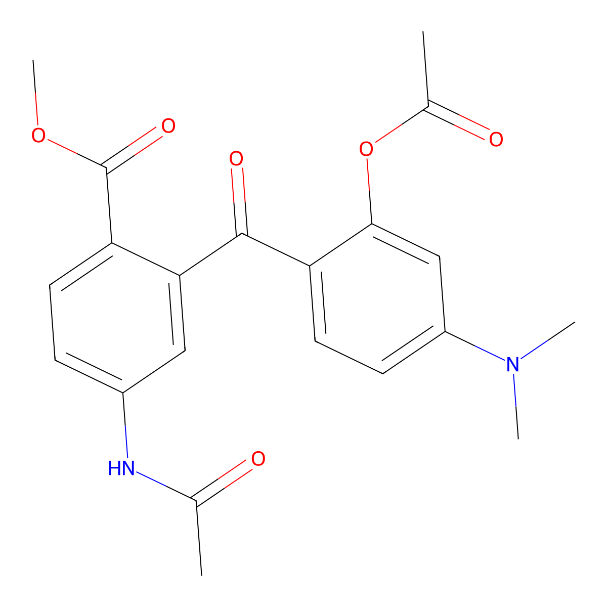 5'-Acetamido-2-acetoxy-4-dimethylamino-2'-methoxycarbonylbenzophenone molecular structure, CAS 351421-18-6