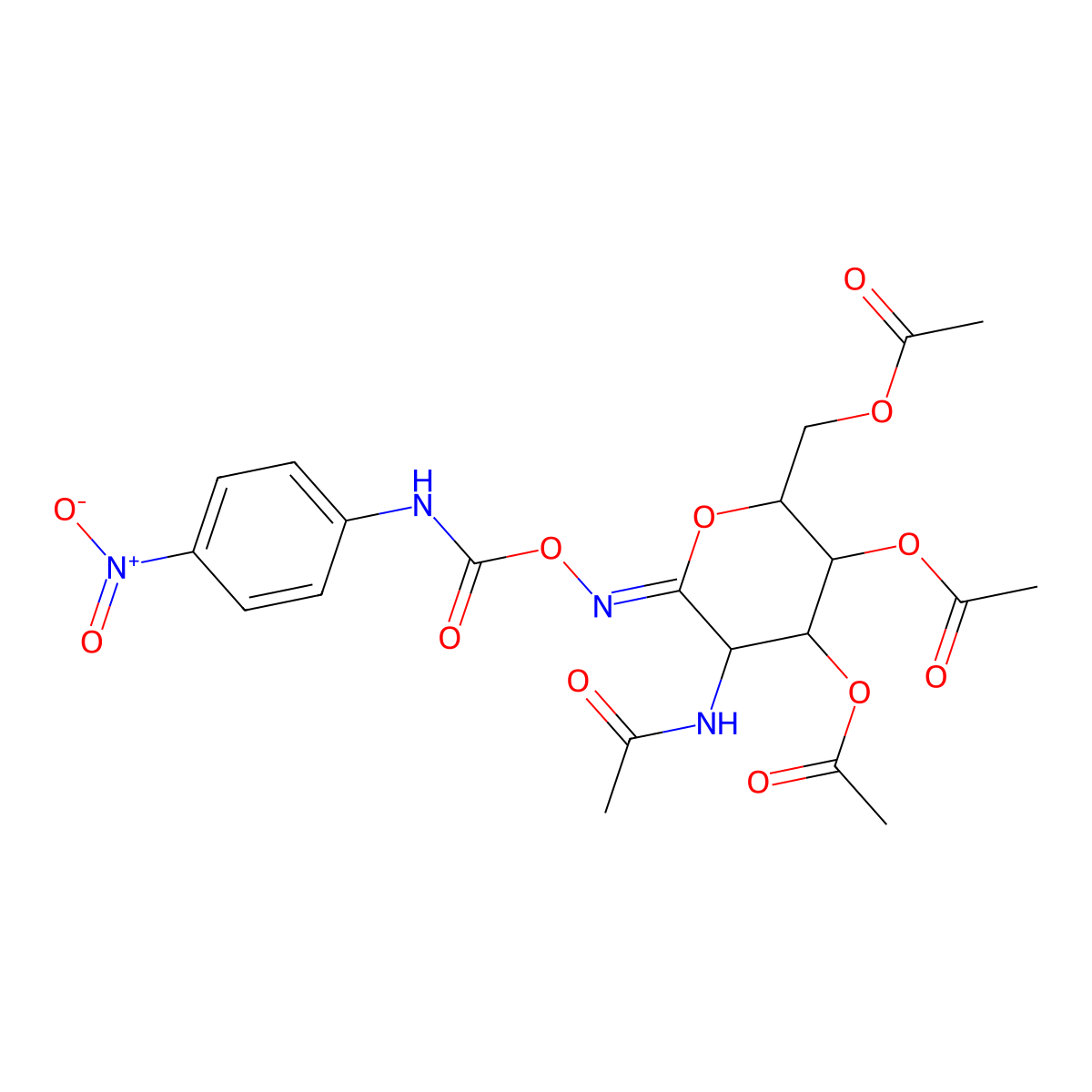 [5-Acetamido-3,4-diacetyloxy-6-[(4-nitrophenyl)carbamoyloxyimino]oxan-2-yl]methyl acetate molecular structure, CAS 351421-19-7
