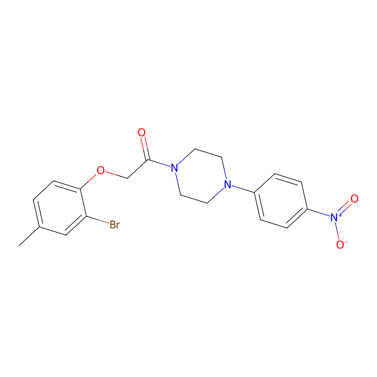 2-(2-Bromo-4-methylphenoxy)-1-[4-(4-nitrophenyl)piperazin-1-yl]ethanone molecular structure, CAS 351423-03-5