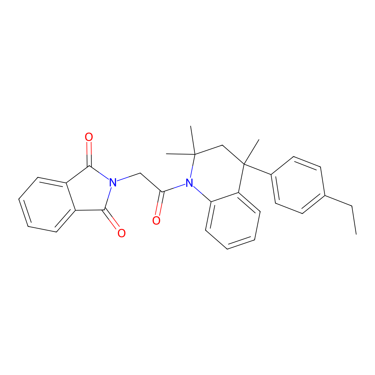 2-{2-[4-(4-ethylphenyl)-2,2,4-trimethyl-3,4-dihydroquinolin-1(2H)-yl]-2-oxoethyl}-1H-isoindole-1,3(2H)-dione molecular structure, CAS 351423-55-7