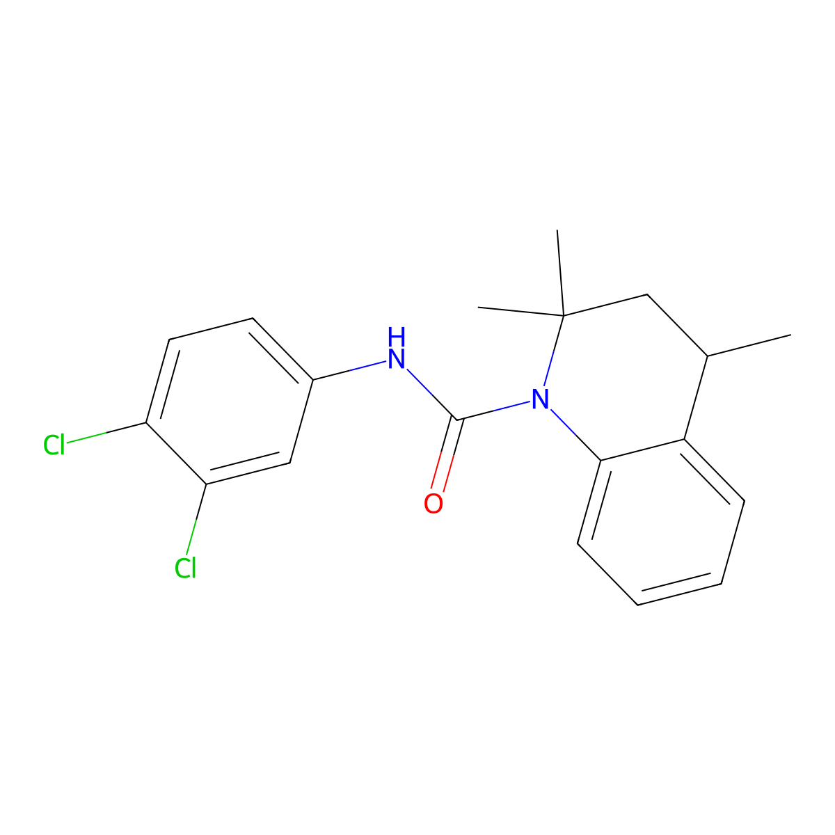 N-(3,4-dichlorophenyl)-2,2,4-trimethyl-3,4-dihydroquinoline-1(2H)-carboxamide molecular structure, CAS 351423-64-8