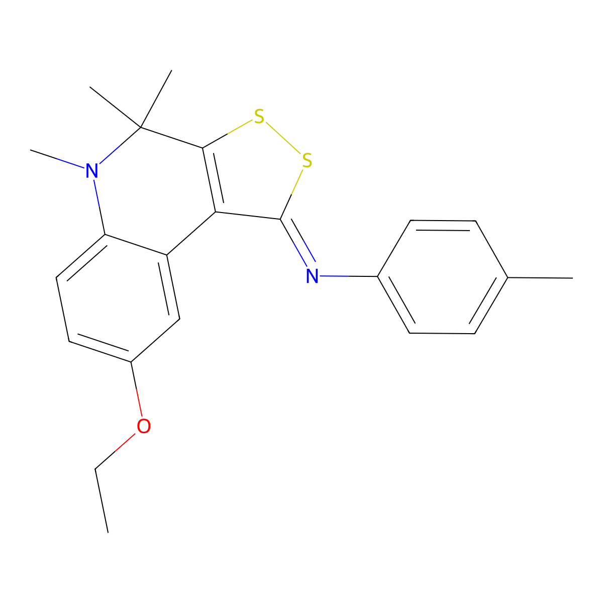 N-[(1Z)-8-ethoxy-4,4,5-trimethyl-4,5-dihydro-1H-[1,2]dithiolo[3,4-c]quinolin-1-ylidene]-4-methylaniline molecular structure, CAS 351423-71-7