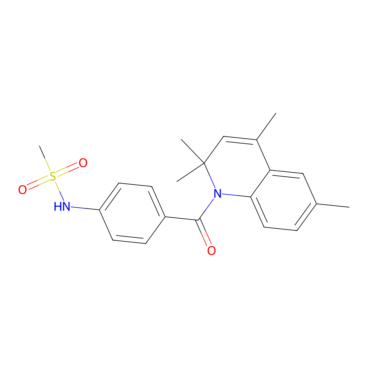 N-[4-(2,2,4,6-tetramethylquinoline-1-carbonyl)phenyl]methanesulfonamide molecular structure, CAS 351423-72-8
