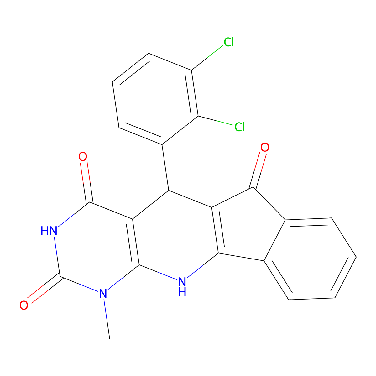 5-(2,3-dichlorophenyl)-1-methyl-5,11-dihydro-1H-indeno[2',1':5,6]pyrido[2,3-d]pyrimidine-2,4,6(3H)-trione molecular structure, CAS 351423-73-9