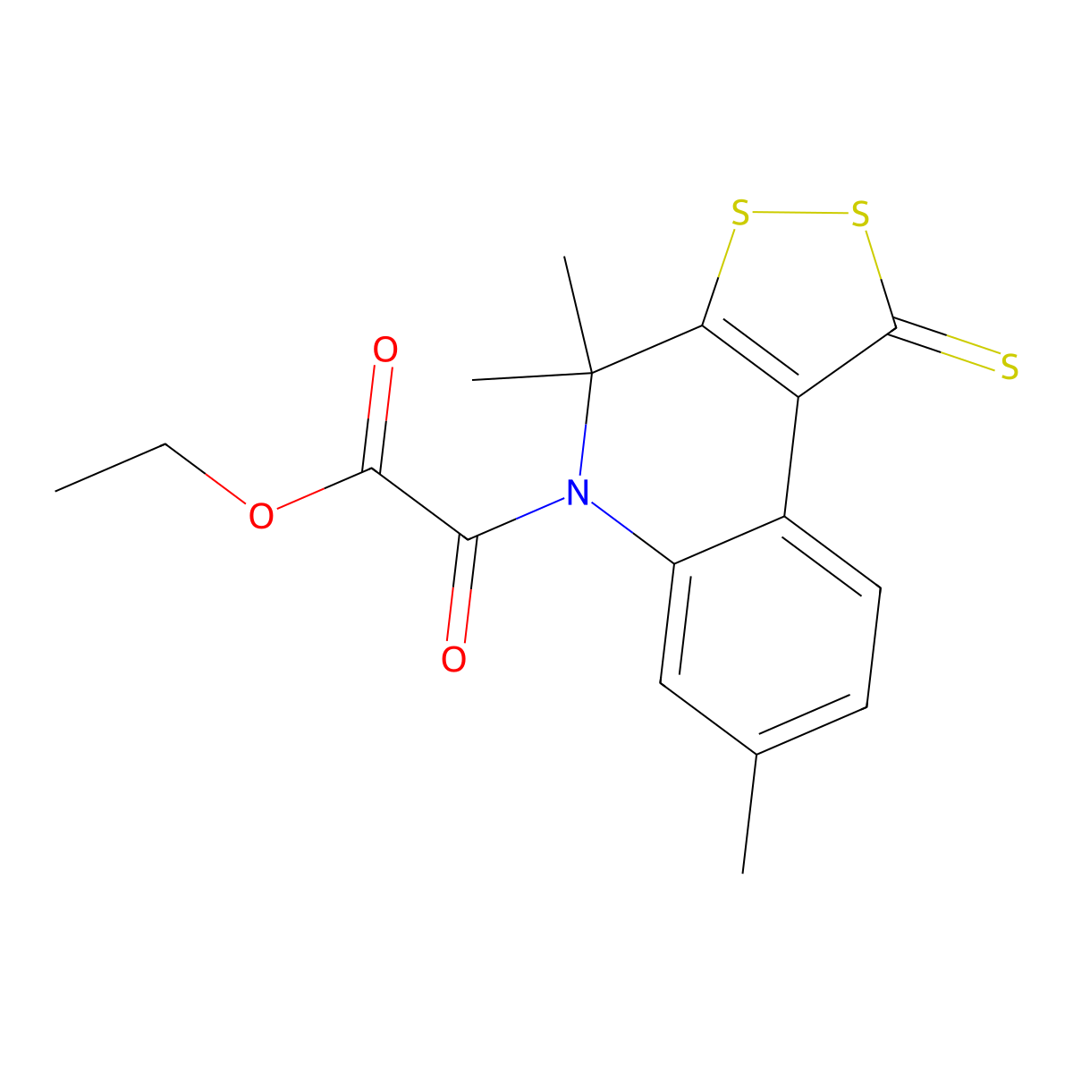 ethyl oxo(4,4,7-trimethyl-1-thioxo-1,4-dihydro-5H-[1,2]dithiolo[3,4-c]quinolin-5-yl)acetate molecular structure, CAS 351423-77-3