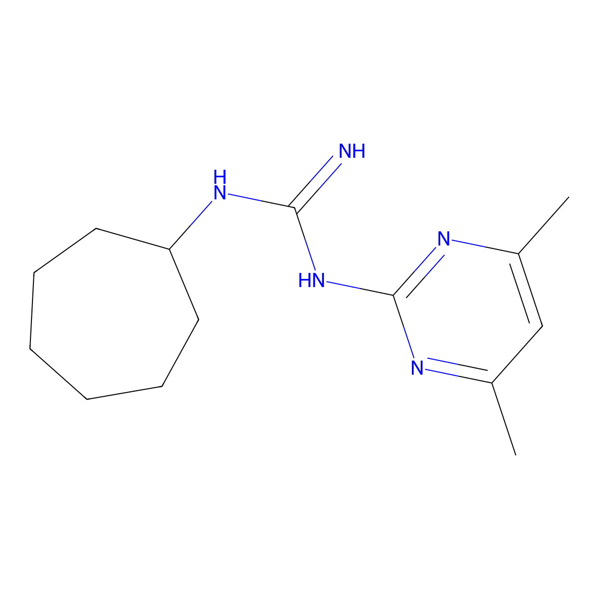 1-Cycloheptyl-3-(4,6-dimethylpyrimidin-2-yl)guanidine molecular structure, CAS 351423-89-7