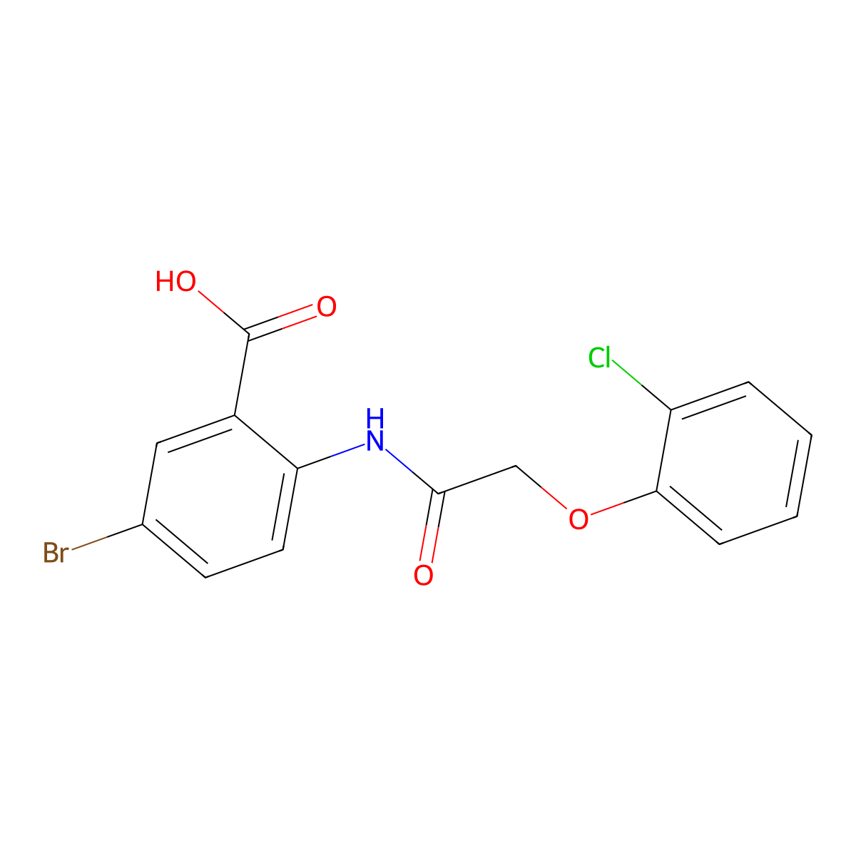5-Bromo-2-(2-(2-chlorophenoxy)acetamido)benzoic acid molecular structure, CAS 351424-19-6