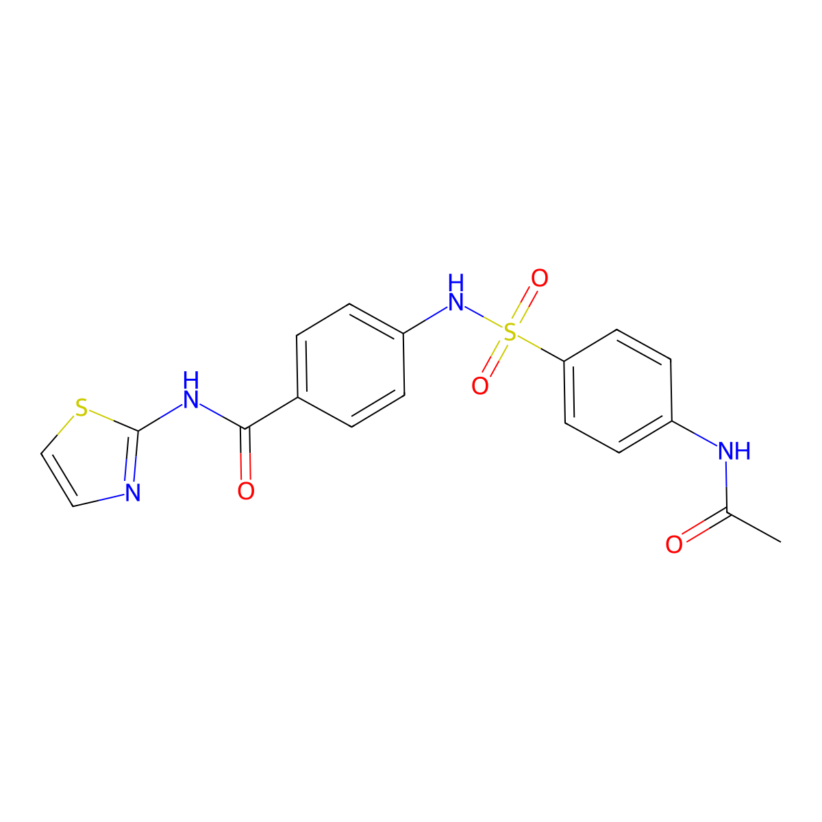 4-[(4-acetamidophenyl)sulfonylamino]-N-(1,3-thiazol-2-yl)benzamide molecular structure, CAS 351424-28-7