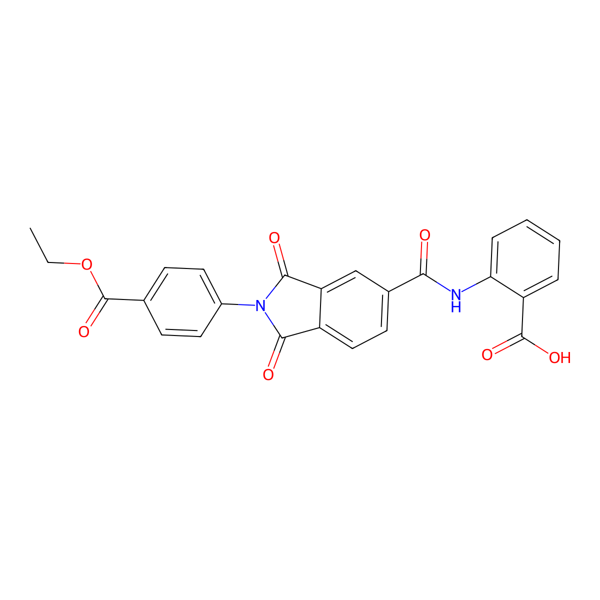 2-[({2-[4-(ethoxycarbonyl)phenyl]-1,3-dioxo-2,3-dihydro-1H-isoindol-5-yl}carbonyl)amino]benzoic acid molecular structure, CAS 351424-33-4