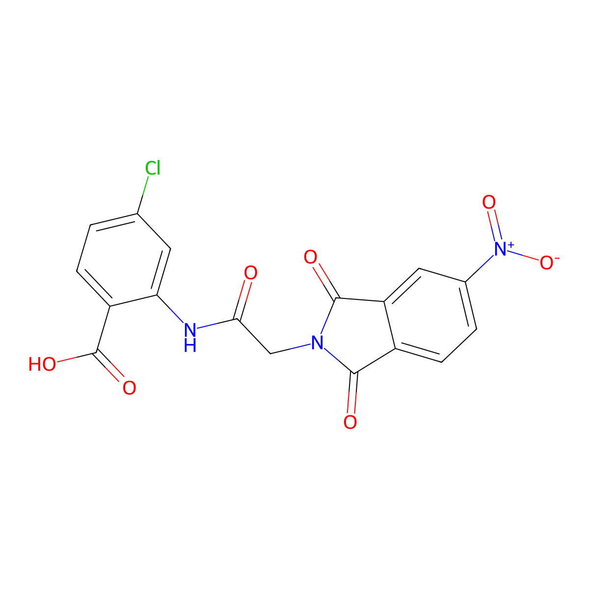 4-chloro-2-{[(5-nitro-1,3-dioxo-1,3-dihydro-2H-isoindol-2-yl)acetyl]amino}benzoic acid molecular structure, CAS 351424-64-1