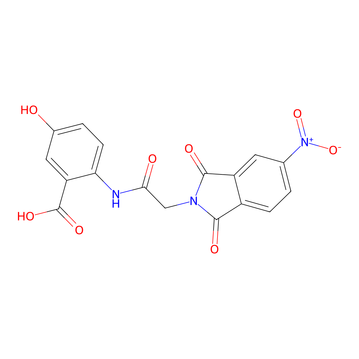 5-Hydroxy-2-[[2-(5-nitro-1,3-dioxoisoindol-2-yl)acetyl]amino]benzoic acid molecular structure, CAS 351424-65-2