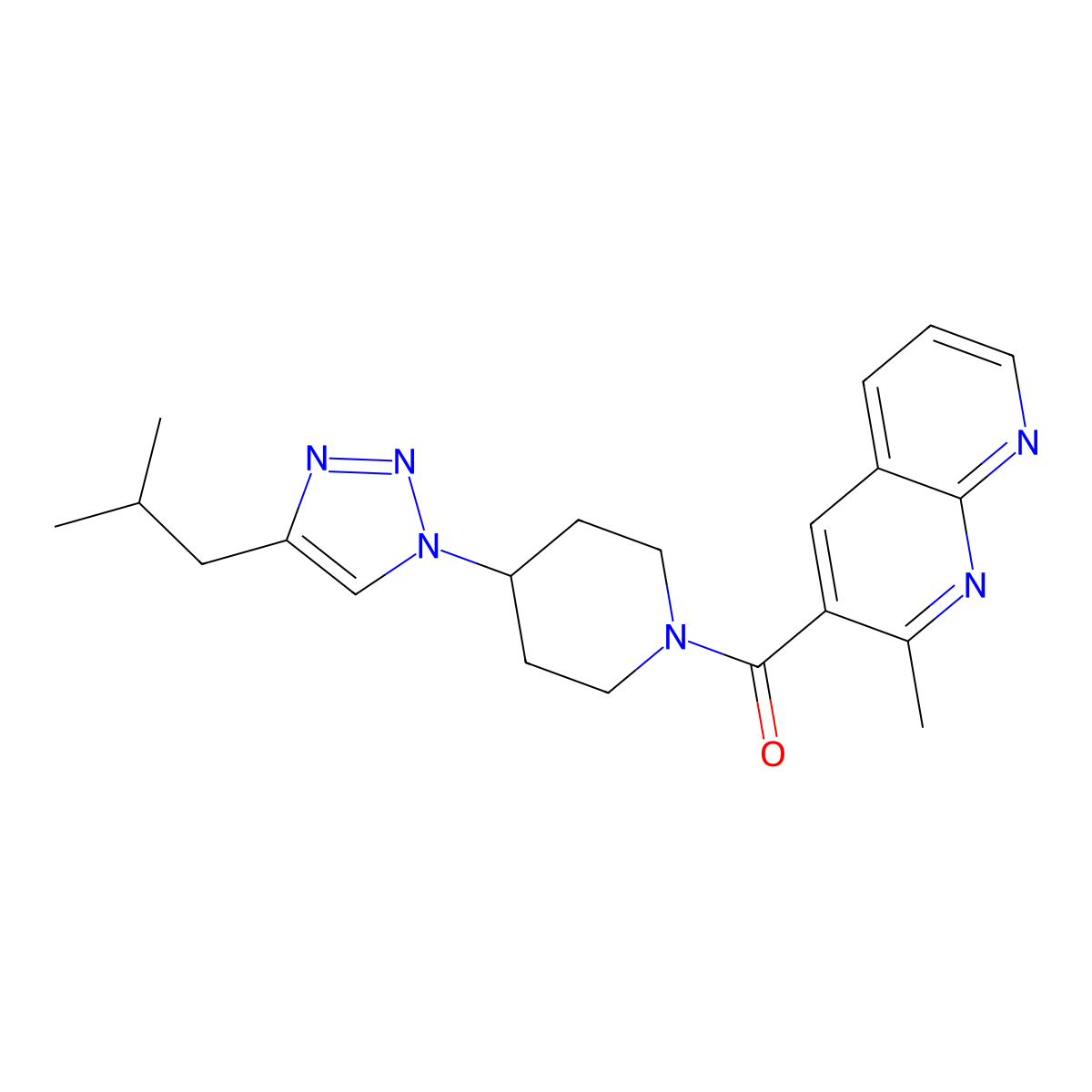 3-{[4-(4-isobutyl-1H-1,2,3-triazol-1-yl)piperidin-1-yl]carbonyl}-2-methyl-1,8-naphthyridine molecular structure, CAS 351425-00-8