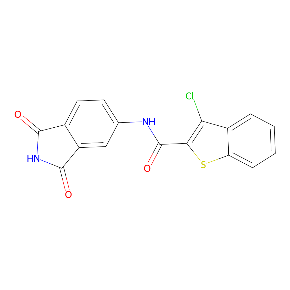 3-chloro-N-(1,3-dioxoisoindolin-5-yl)benzo[b]thiophene-2-carboxamide molecular structure, CAS 351425-03-1