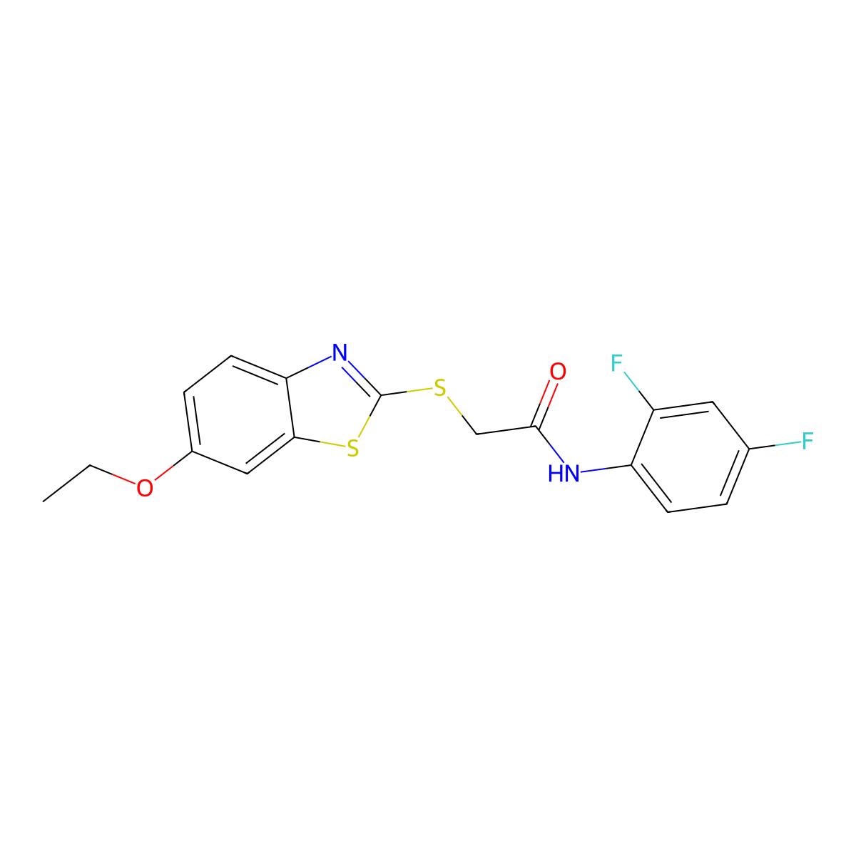 N-(2,4-difluorophenyl)-2-[(6-ethoxy-1,3-benzothiazol-2-yl)sulfanyl]acetamide molecular structure, CAS 351425-16-6