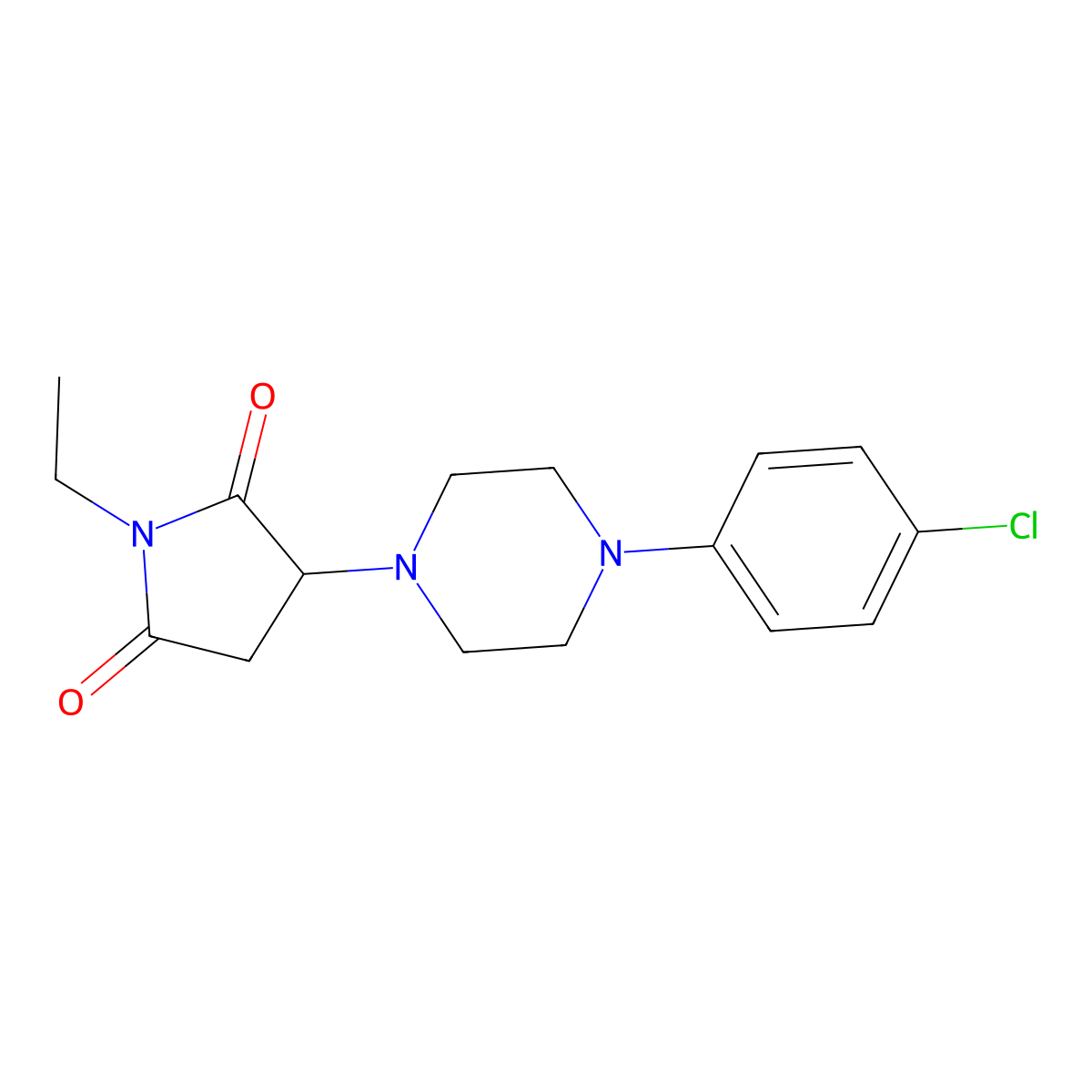 3-[4-(4-Chlorophenyl)piperazin-1-yl]-1-ethylpyrrolidine-2,5-dione molecular structure, CAS 351437-30-4