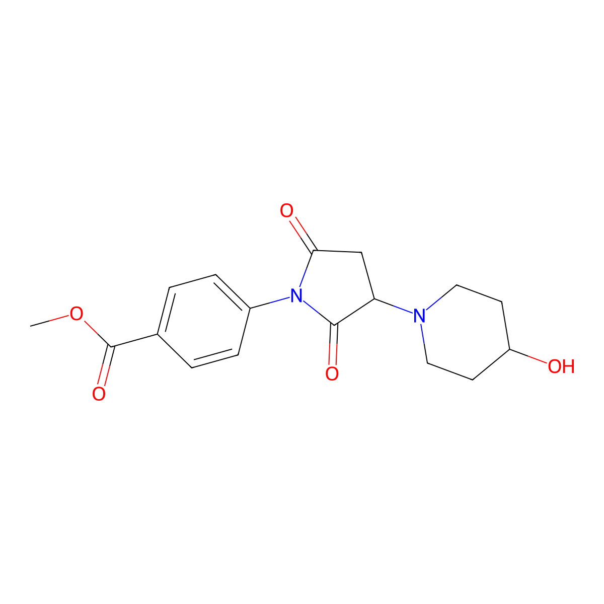 Methyl 4-[3-(4-hydroxypiperidin-1-yl)-2,5-dioxopyrrolidin-1-yl]benzoate molecular structure, CAS 351437-32-6
