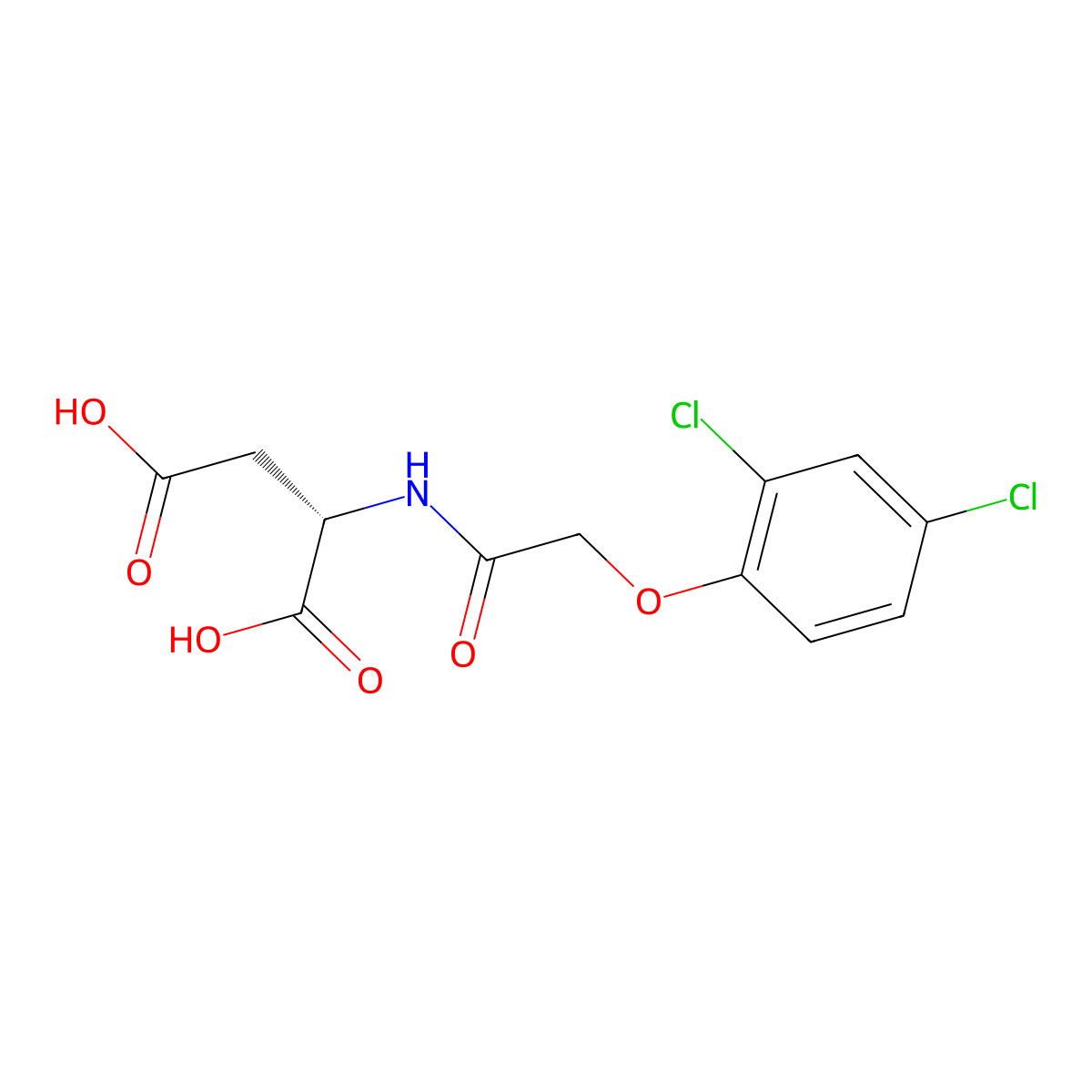 N-(2-(2,4-Dichlorophenoxy)acetyl)-L-aspartic acid molecular structure, CAS 35144-55-9