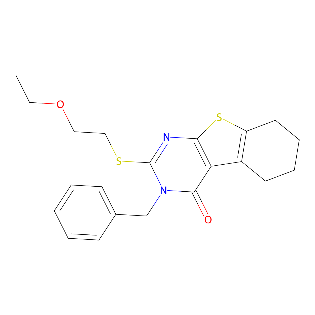 3-Benzyl-2-(2-ethoxyethylsulfanyl)-5,6,7,8-tetrahydro-[1]benzothiolo[2,3-d]pyrimidin-4-one molecular structure, CAS 351440-92-1
