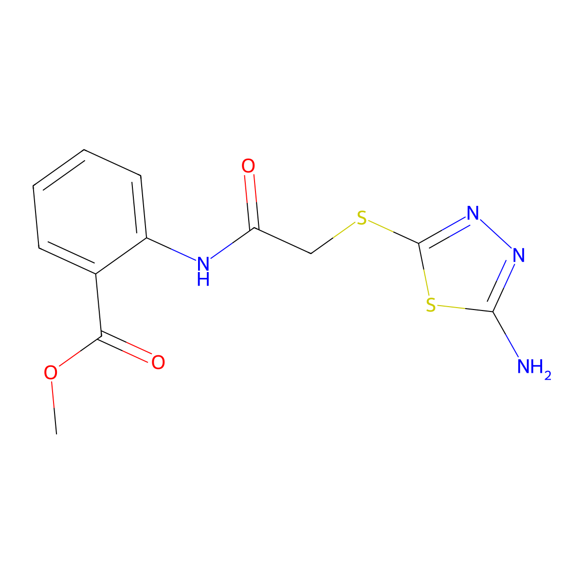 Methyl 2-({[(5-amino-1,3,4-thiadiazol-2-yl)sulfanyl]acetyl}amino)benzoate molecular structure, CAS 351441-73-1