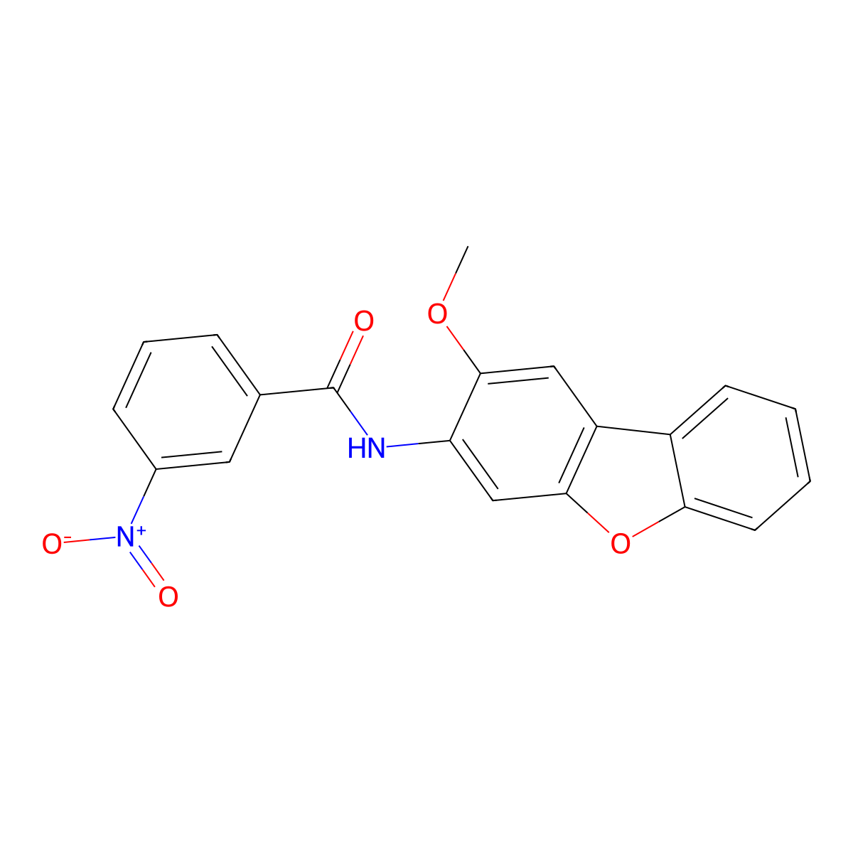 N-(2-methoxydibenzofuran-3-yl)-3-nitrobenzamide molecular structure, CAS 351442-18-7