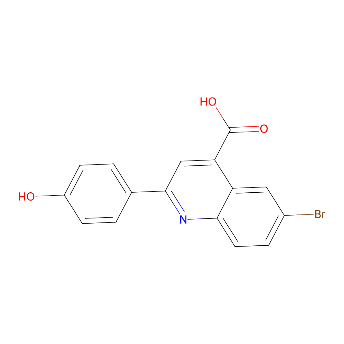 6-Bromo-2-(4-hydroxyphenyl)quinoline-4-carboxylic acid molecular structure, CAS 351443-08-8
