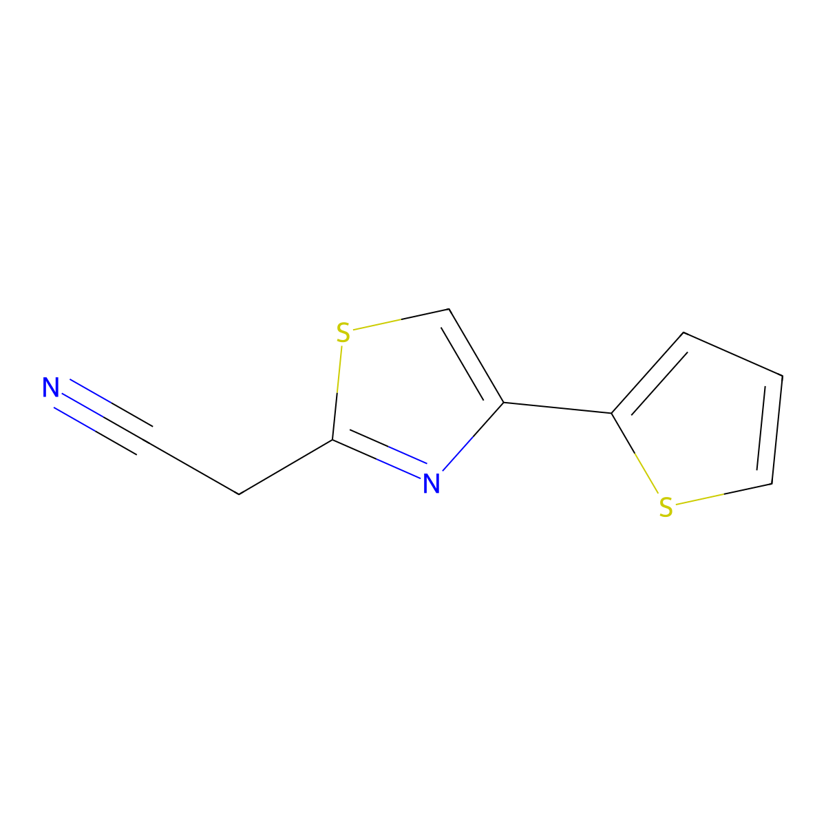 2-(4-(Thiophen-2-yl)thiazol-2-yl)acetonitrile molecular structure, CAS 351443-25-9