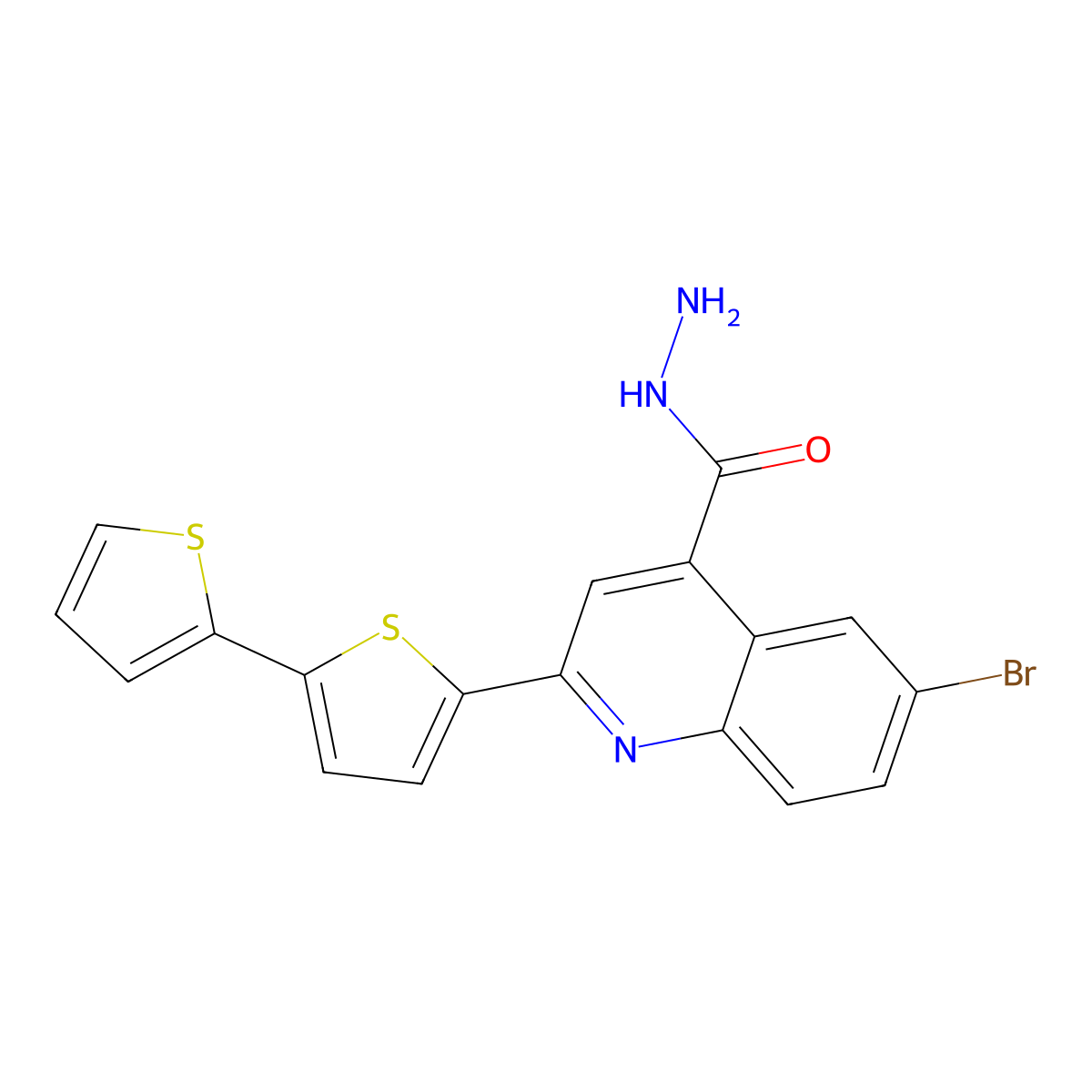 2-(2,2'-Bithiophen-5-yl)-6-bromoquinoline-4-carbohydrazide molecular structure, CAS 351443-29-3
