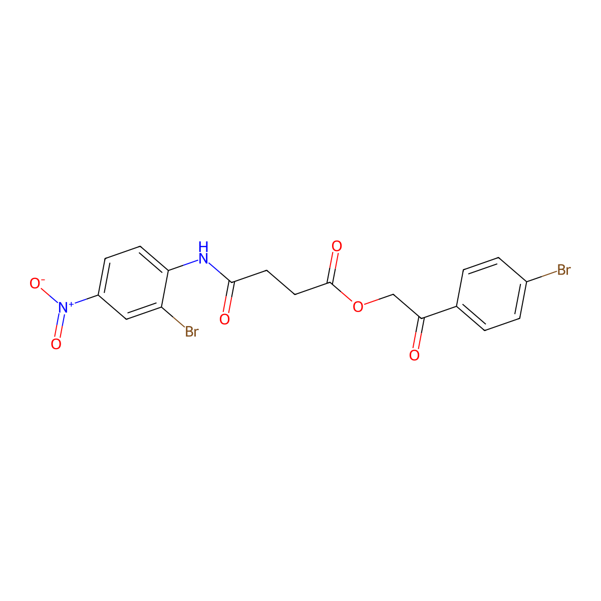 2-(4-bromophenyl)-2-oxoethyl 3-[N-(2-bromo-4-nitrophenyl)carbamoyl]propanoate molecular structure, CAS 351444-52-5