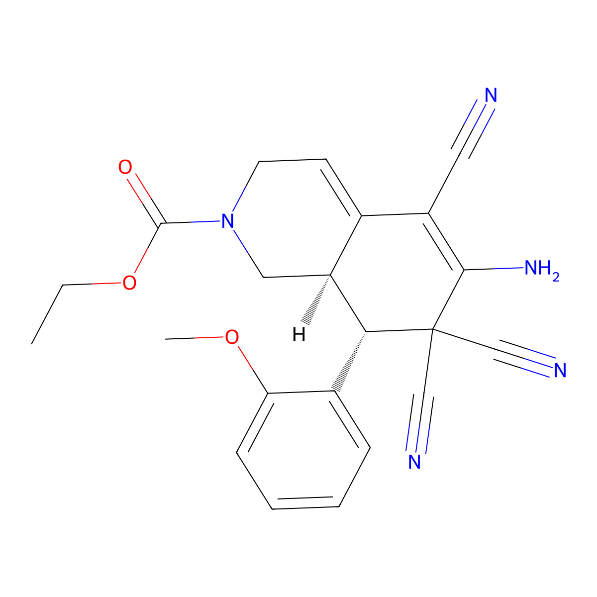 ethyl 6-amino-5,7,7-tricyano-8-(2-methoxyphenyl)-3,7,8,8a-tetrahydro-2(1H)-isoquinolinecarboxylate molecular structure, CAS 351449-15-5