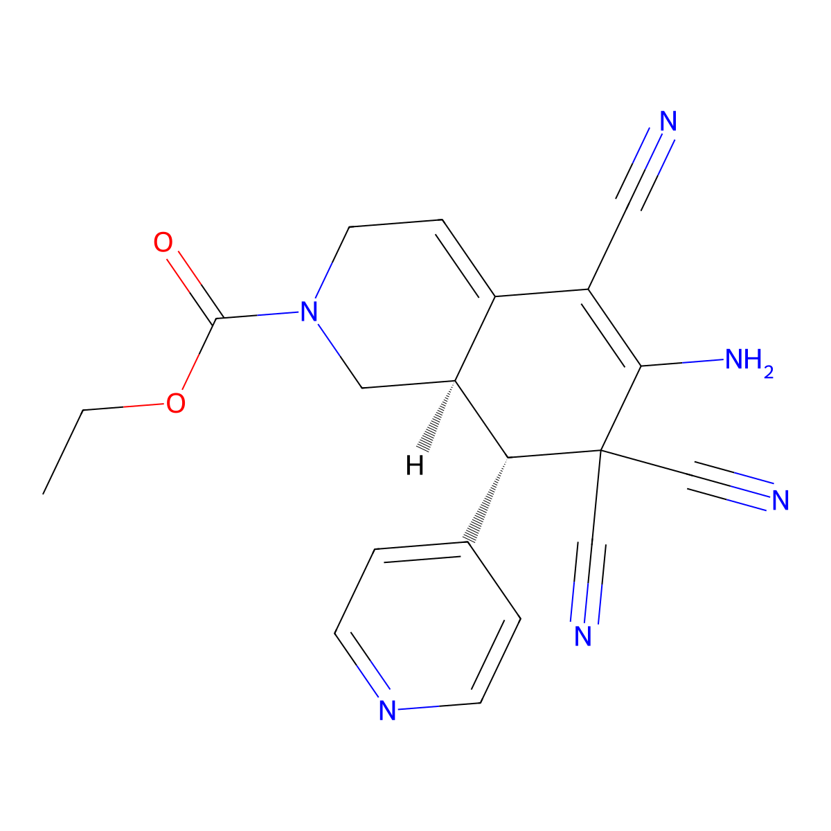 ethyl 6-amino-5,7,7-tricyano-8-(4-pyridinyl)-3,7,8,8a-tetrahydro-2(1H)-isoquinolinecarboxylate molecular structure, CAS 351449-33-7