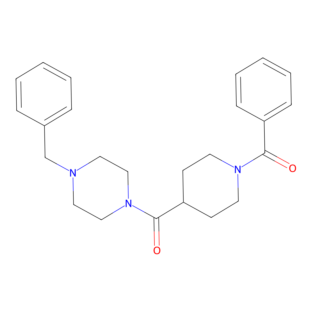 (1-Benzoylpiperidin-4-yl)-(4-benzylpiperazin-1-yl)methanone molecular structure, CAS 351451-14-4