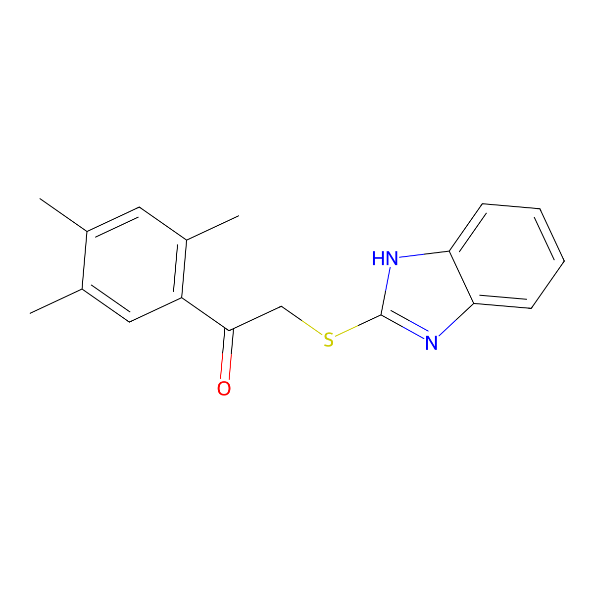 2-(1H-benzimidazol-2-ylsulfanyl)-1-(2,4,5-trimethylphenyl)ethanone molecular structure, CAS 351460-61-2