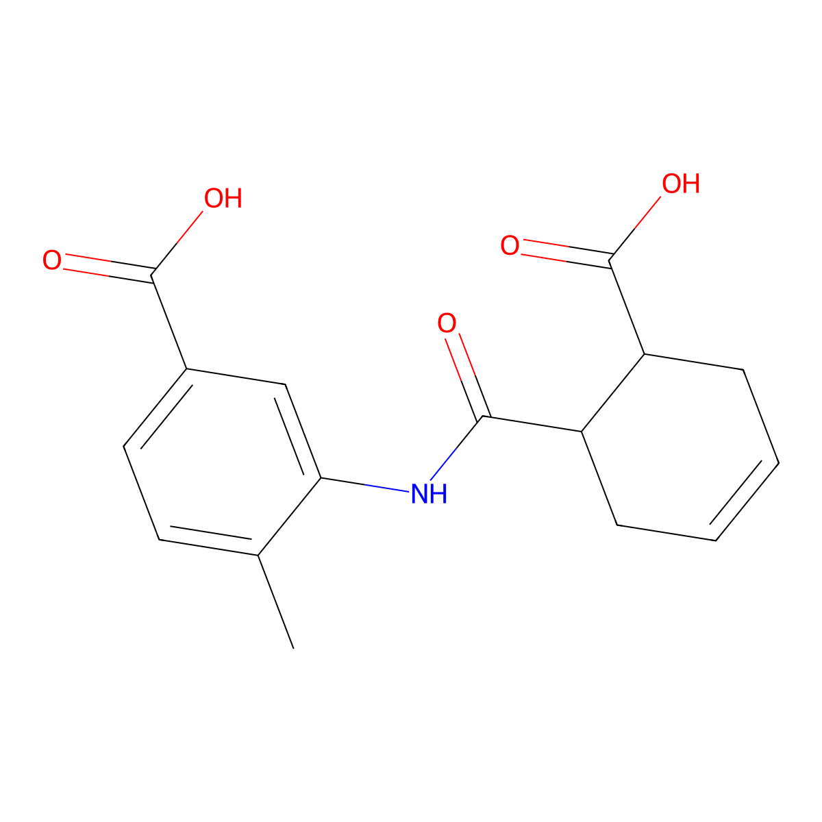 3-{[(6-Carboxycyclohex-3-en-1-yl)carbonyl]amino}-4-methylbenzoic acid molecular structure, CAS 351465-64-0