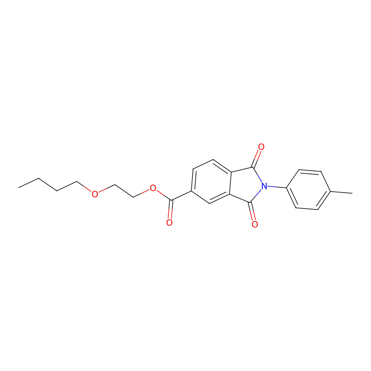 2-Butoxyethyl 2-(4-methylphenyl)-1,3-dioxoisoindole-5-carboxylate molecular structure, CAS 351465-73-1