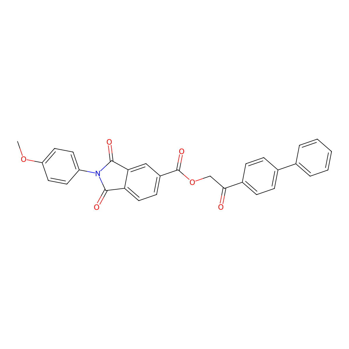 [2-Oxo-2-(4-phenylphenyl)ethyl] 2-(4-methoxyphenyl)-1,3-dioxoisoindole-5-carboxylate molecular structure, CAS 351465-74-2
