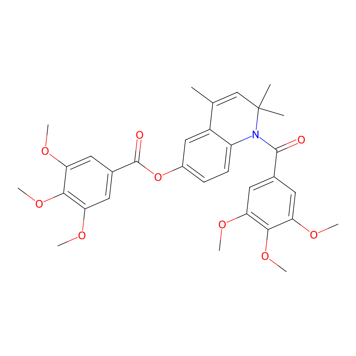 [2,2,4-Trimethyl-1-(3,4,5-trimethoxybenzoyl)quinolin-6-yl] 3,4,5-trimethoxybenzoate molecular structure, CAS 351468-20-7