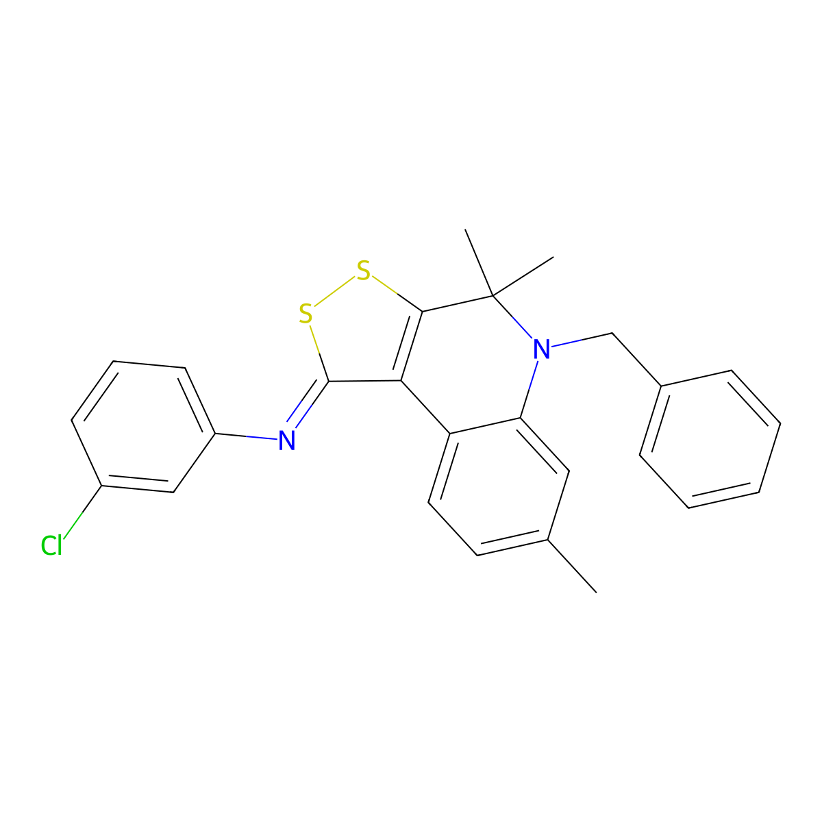 N-[(1Z)-5-benzyl-4,4,7-trimethyl-4,5-dihydro-1H-[1,2]dithiolo[3,4-c]quinolin-1-ylidene]-3-chloroaniline molecular structure, CAS 351468-31-0