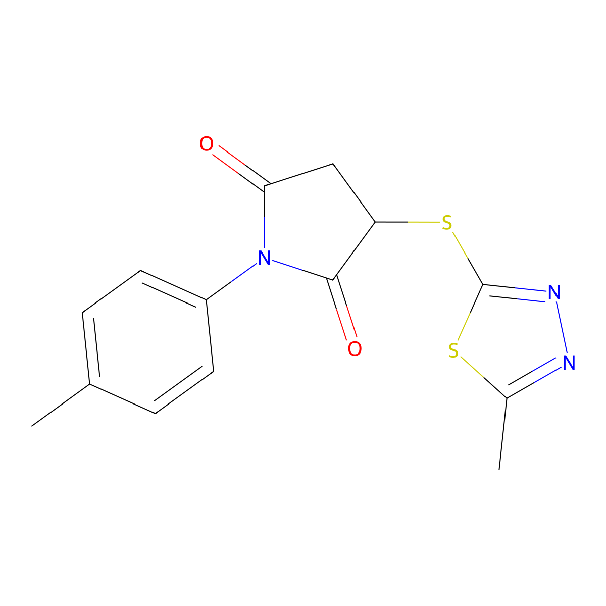 1-(4-Methylphenyl)-3-[(5-methyl-1,3,4-thiadiazol-2-yl)sulfanyl]pyrrolidine-2,5-dione molecular structure, CAS 351468-37-6