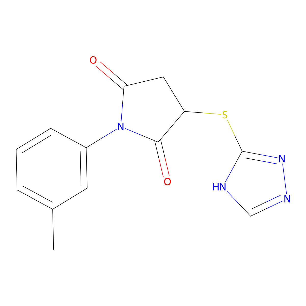 1-(3-methylphenyl)-3-(4H-1,2,4-triazol-3-ylsulfanyl)pyrrolidine-2,5-dione molecular structure, CAS 351468-41-2