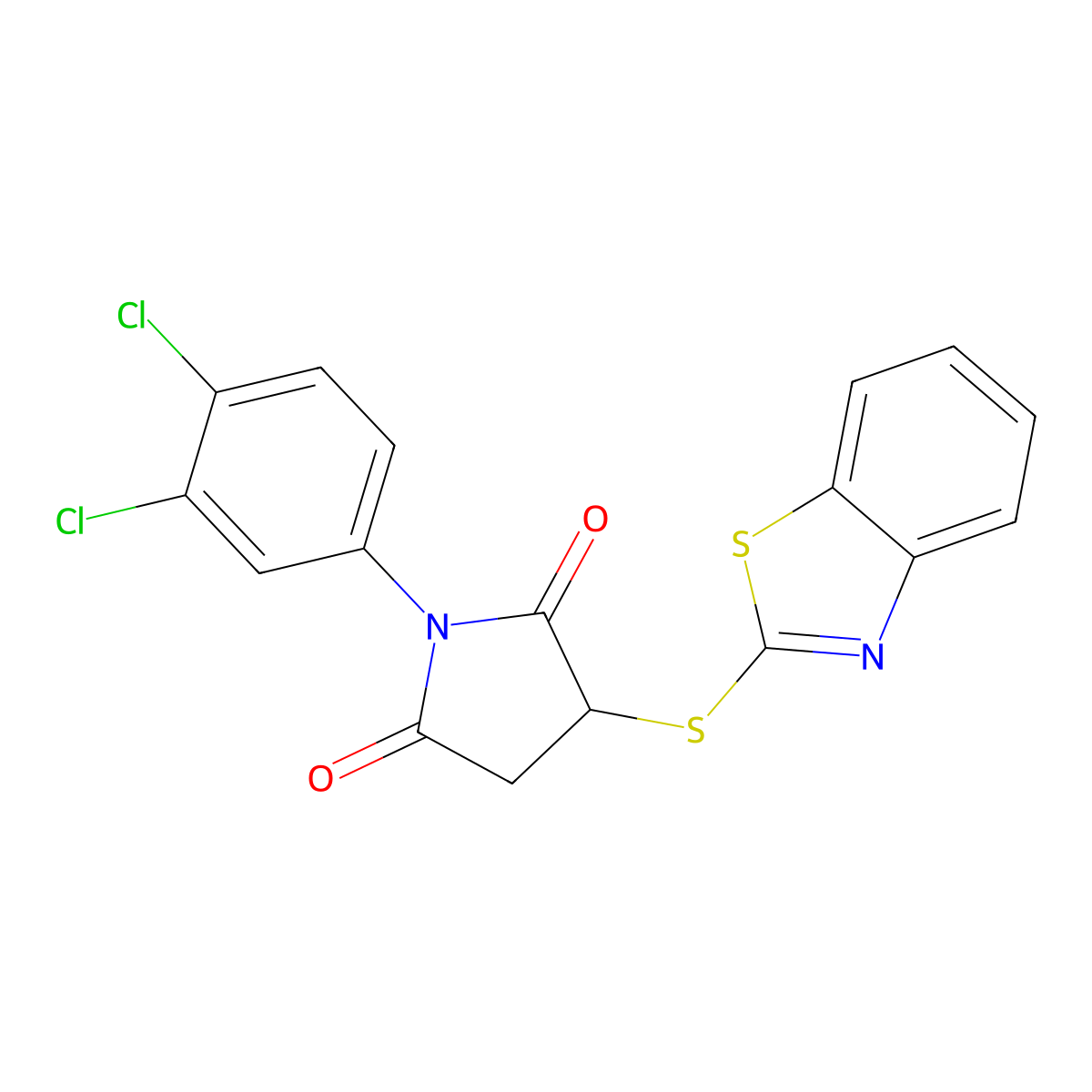 3-(1,3-Benzothiazol-2-ylsulfanyl)-1-(3,4-dichlorophenyl)pyrrolidine-2,5-dione molecular structure, CAS 351468-49-0