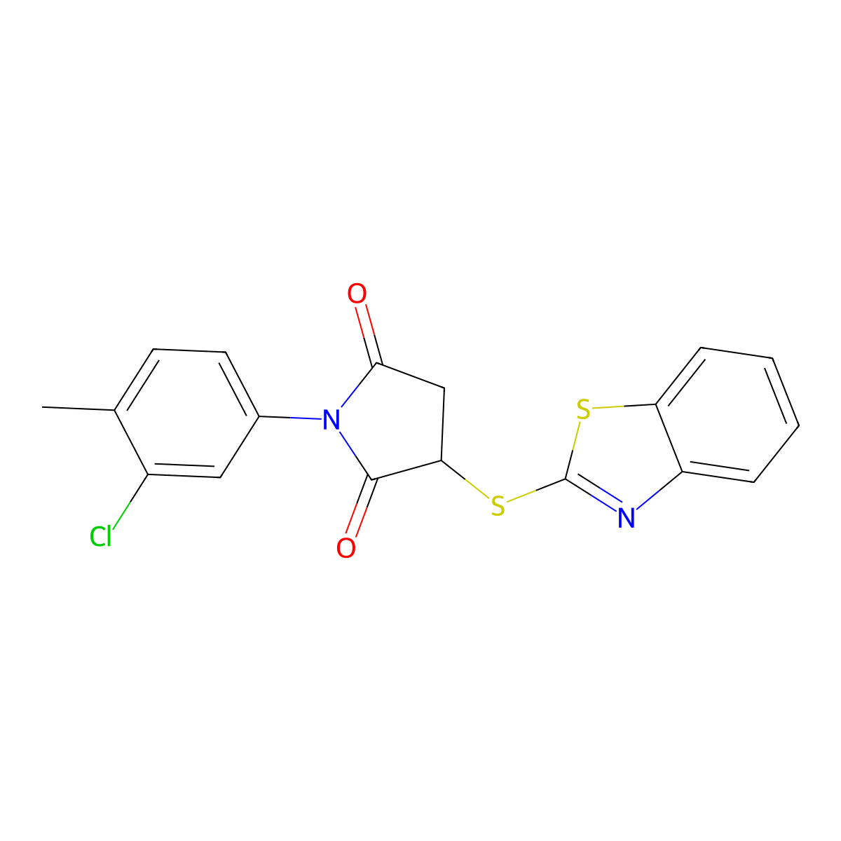 3-(1,3-Benzothiazol-2-ylsulfanyl)-1-(3-chloro-4-methylphenyl)-2,5-pyrrolidinedione molecular structure, CAS 351468-50-3