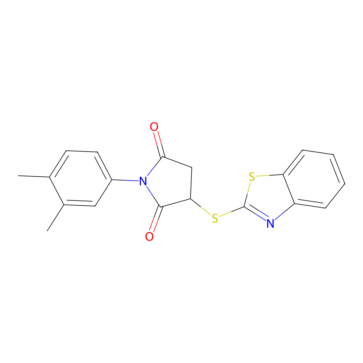 3-(Benzothiazol-2-ylsulfanyl)-1-(3,4-dimethyl-phenyl)-pyrrolidine-2,5-dione molecular structure, CAS 351468-51-4
